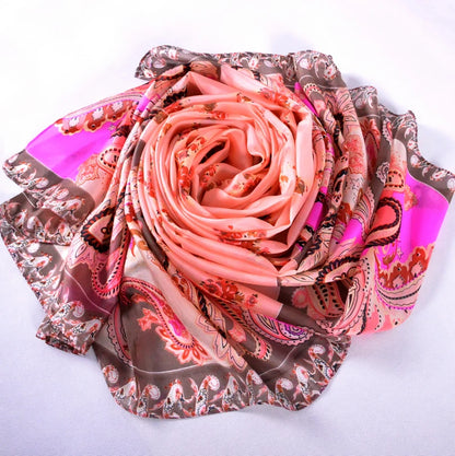 Brand Beige Cartoon Cat 100% Silk Scarf Shawl Bufanda Women Spring Fall Fashion Large Size Winter Long Scarves Bufanda 180*110cm