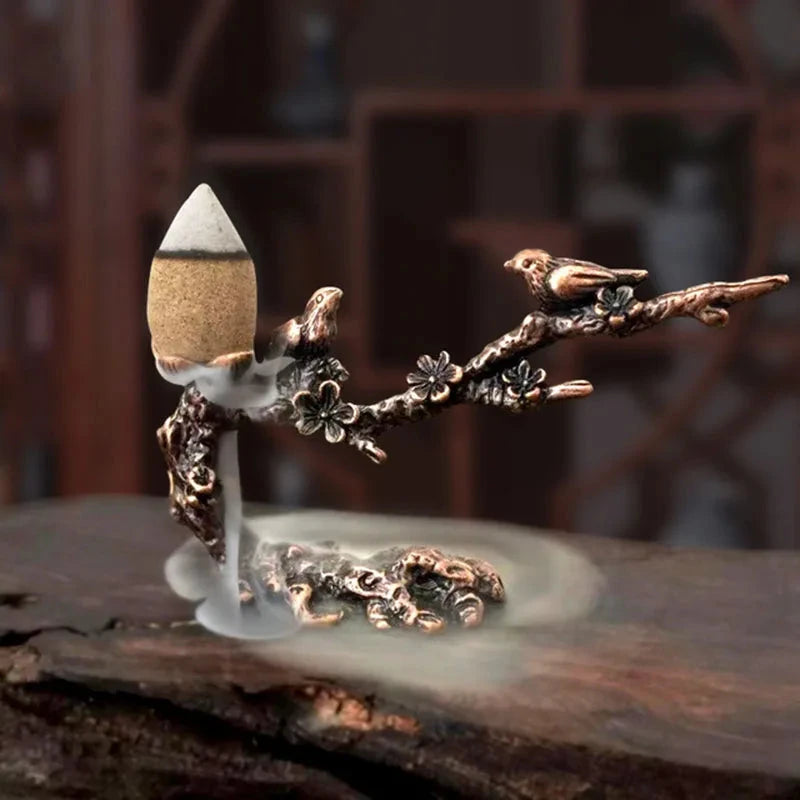 Incense Burner Aroma Burner Creative Lotus Bunrer Cones Backflow Incense Holder Plum Branch Chan Home Decor - AMULET RING STORE