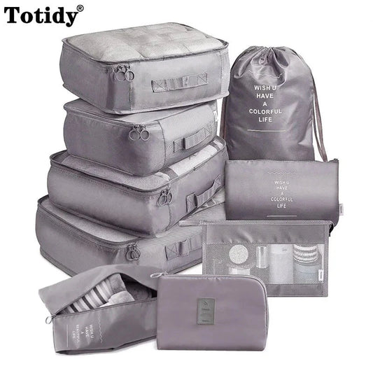 9 Pieces Set Travel Organizer Storage Bags Suitcase Packing Set Storage Cases Portable Luggage Organizer Clothes Shoe Tidy Pouch - AMULET RING STORE
