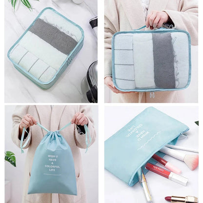 9 Pieces Set Travel Organizer Storage Bags Suitcase Packing Set Storage Cases Portable Luggage Organizer Clothes Shoe Tidy Pouch - AMULET RING STORE