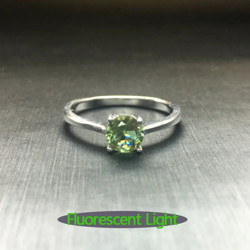 FFGems Simple Zultanite Rings Genuine 925 Sterling Silver  Created Diaspore Color Change for Women Wedding  Party Fine Jewelry