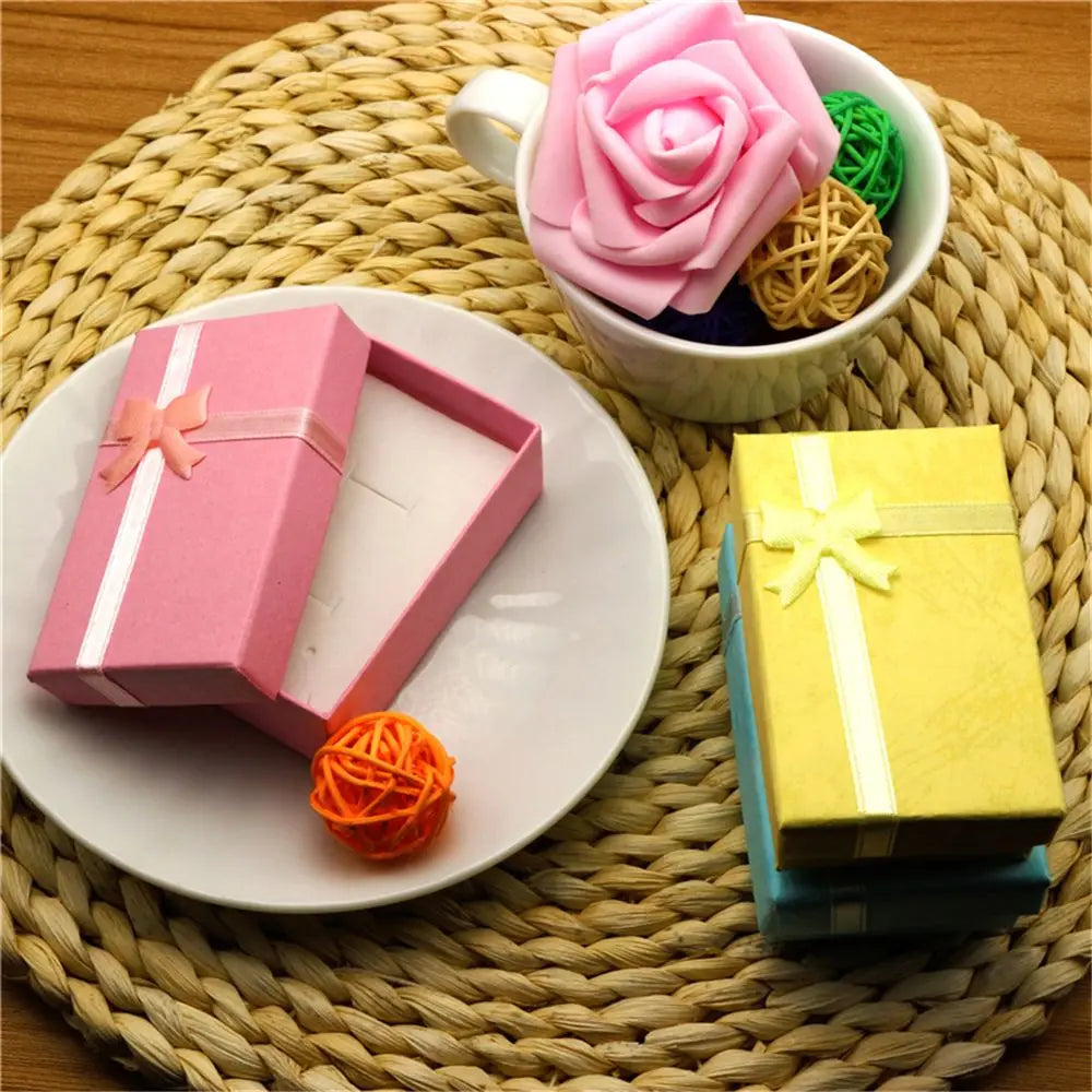 Fashion Bow Jewelry Box Bracelets Ring Earrings Necklace Pendant Storage Box Square Jewelry Display Cases Gift Packaging Box - AMULET RING STORE