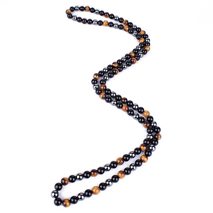 Natural Tiger Eye Stone Beads Necklaces Men Fashion Meditation Yoga Necklaces for Women New Design Handmade Reiki Prayer Jewelry