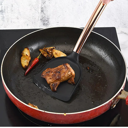 Silicone Kitchenware Large Colander Spatula Soup Spoon Rose Gold Stainless Steel Non-stick Home Kitchen Supplies Cooking Tools