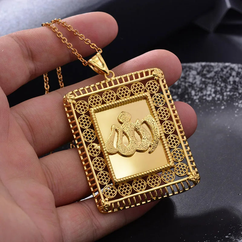 Allah New women gold color necklaces pendant chain AMULET RING STORE