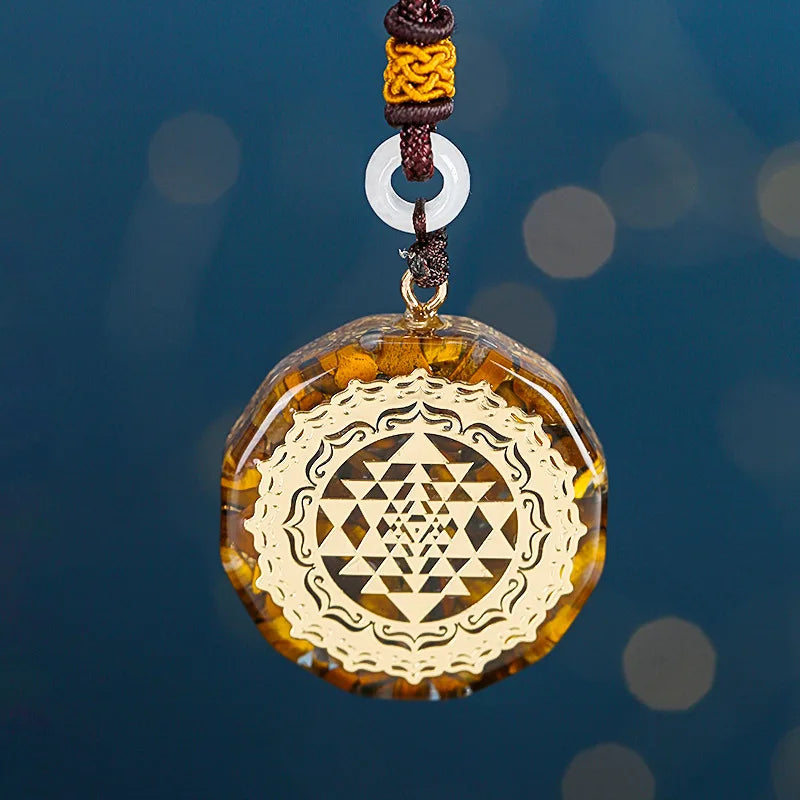 Orgonite Energy Lotus Pendant Necklace Turquoises Reiki Om Yoga Healing EMF Resin Sri Yantra Necklace Jewelry Gifts Dropshipping