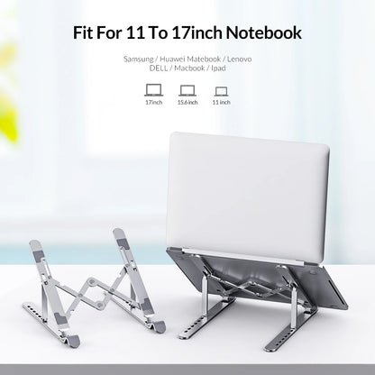 ORICO Foldable Laptop Stand Holder Riser Portable Adjustable Aluminum Notebook Stand Computer Stand 7 Angles for MacBook Tablets - AMULET RING STORE