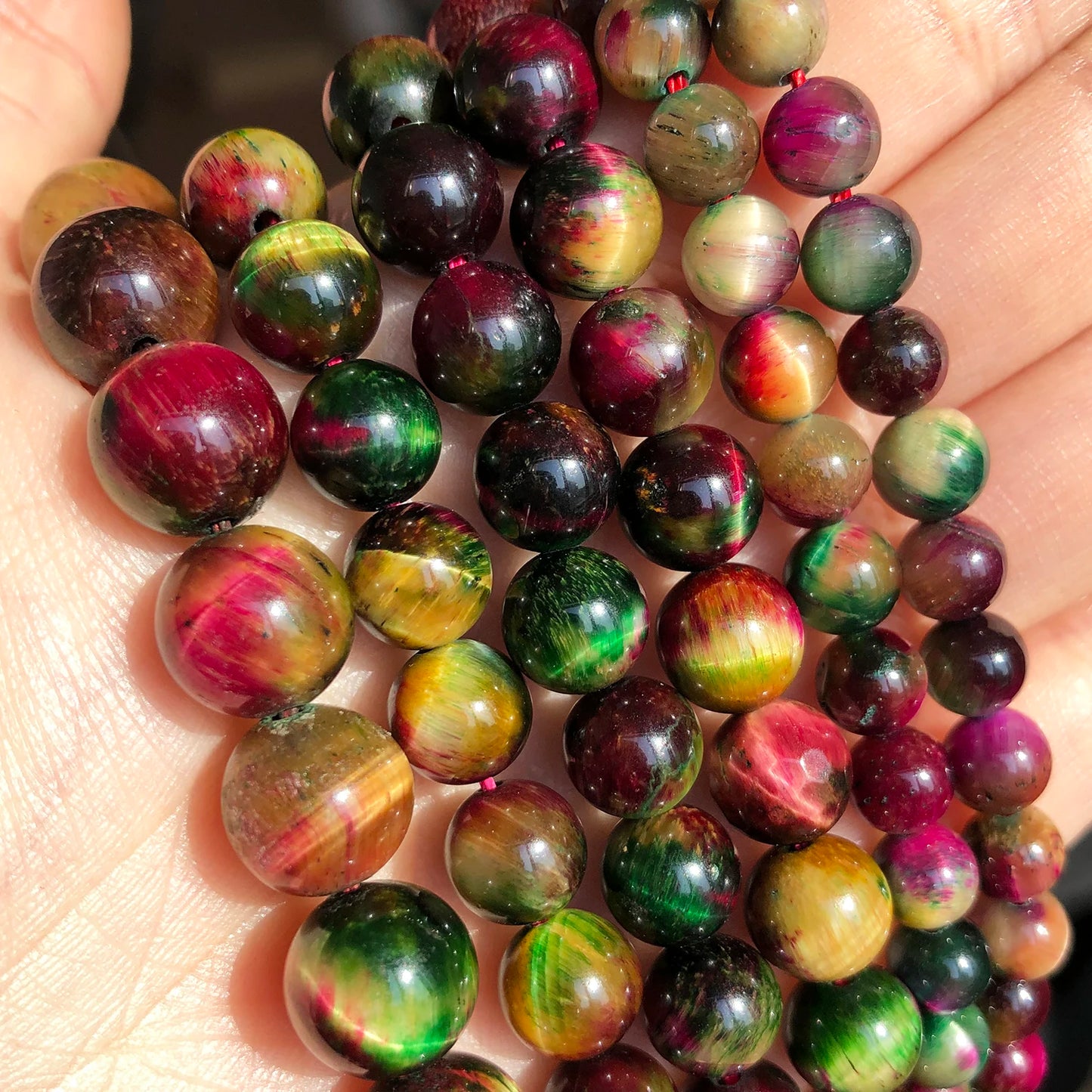 Natural Stone Multicolor Tiger Eye Round Loose Beads For Jewelry Making 4 6 8 10 12 14mm DIY Bracelet Accessories 15'' Strands - AMULET RING STORE