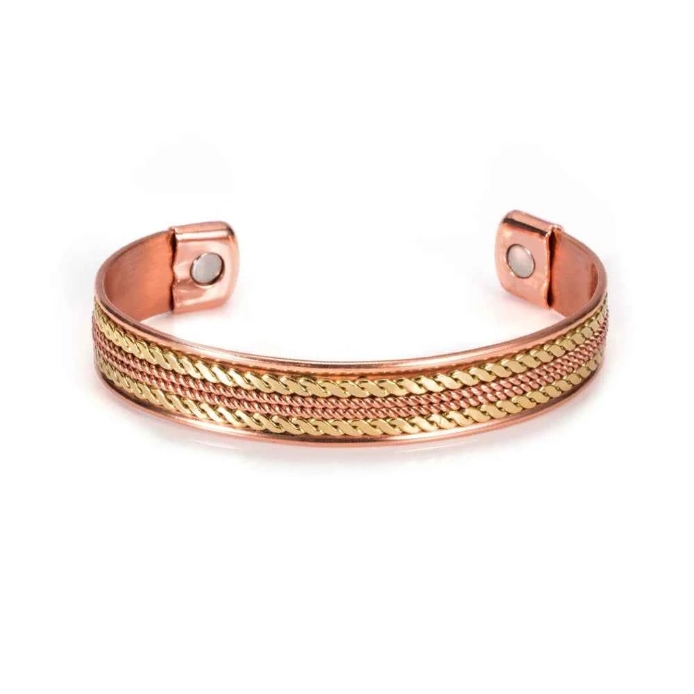 Twisted Pure Copper Bracelets Adjustable 11mm Wide Magnetic Therapy Arthritis Energy Bangles Benefits Cuff Jewelry for Women