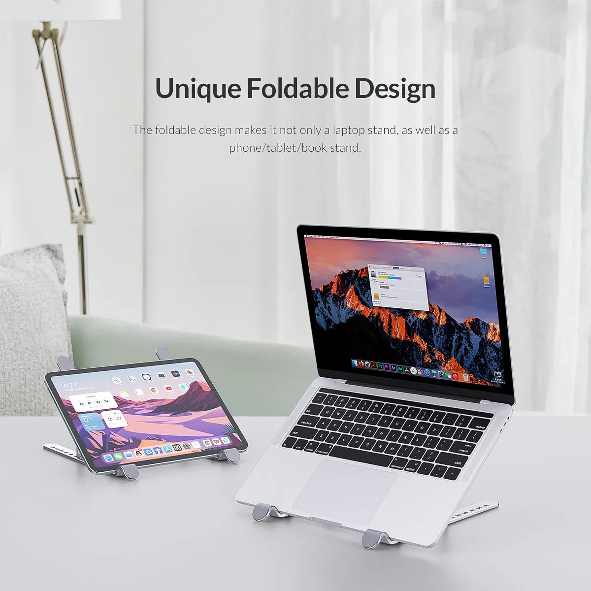ORICO Foldable Laptop Stand Holder Riser Portable Adjustable Aluminum Notebook Stand Computer Stand 7 Angles for MacBook Tablets - AMULET RING STORE