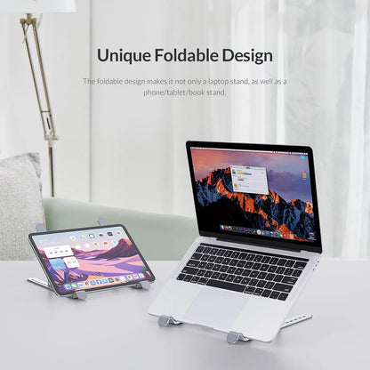 ORICO Foldable Laptop Stand Holder Riser Portable Adjustable Aluminum Notebook Stand Computer Stand 7 Angles for MacBook Tablets - AMULET RING STORE