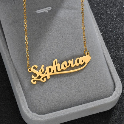 Personalized Love Heart Name Necklace - Stainless Steel Custom Jewelry