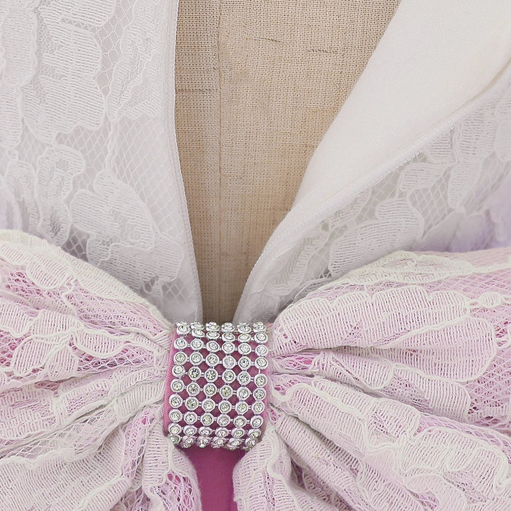 Newborn Long Sleeve Baby Girl Dresses Party Wedding Girl Lace Big Bow Dresses Infant Girl 1st Birthday Princess Baptism Dress