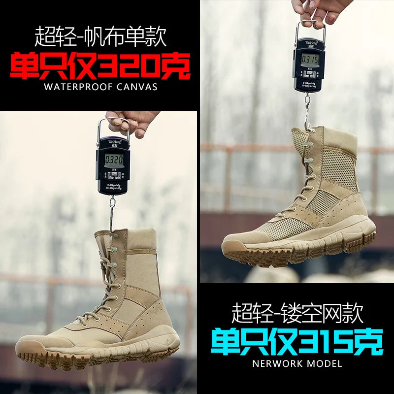 Summer Combat Boot Men Women Climbing Training Lightweight Waterproof Tactical Boots Outdoor Hiking Breathable Mesh Shoes - AMULET RING STORE