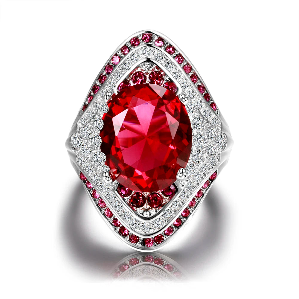 Genuine Unique 925 Silver Ring with Ruby Stones For Women Vintage Crystal Fashion Luxury Wedding Party Jewelry Gifts Wholesale