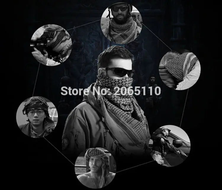 Hot sale Arab Keffiyeh Shemagh Scarf Cotton Winter Shawl Neck Warmer Cover Head Wrap Windproof Tactical Camping Scarf Men Women - AMULET RING STORE