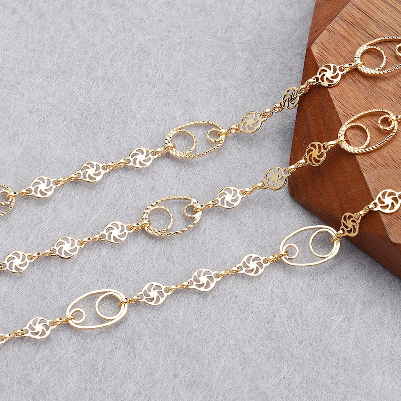 YEGUI C164,jewelry accessories,diy chain,18k gold plated,0.3microns,copper metal,diy bracelet necklace,jewelry making,1m/lot - AMULET RING STORE