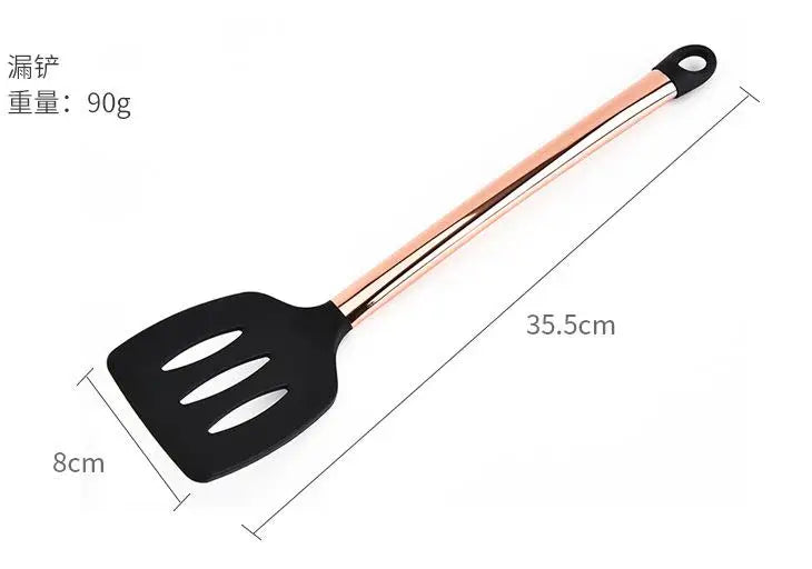 Silicone Kitchenware Large Colander Spatula Soup Spoon Rose Gold Stainless Steel Non-stick Home Kitchen Supplies Cooking Tools