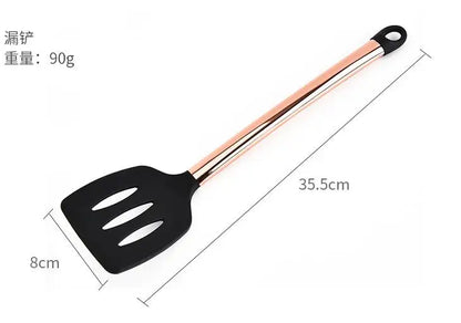 Silicone Kitchenware Large Colander Spatula Soup Spoon Rose Gold Stainless Steel Non-stick Home Kitchen Supplies Cooking Tools