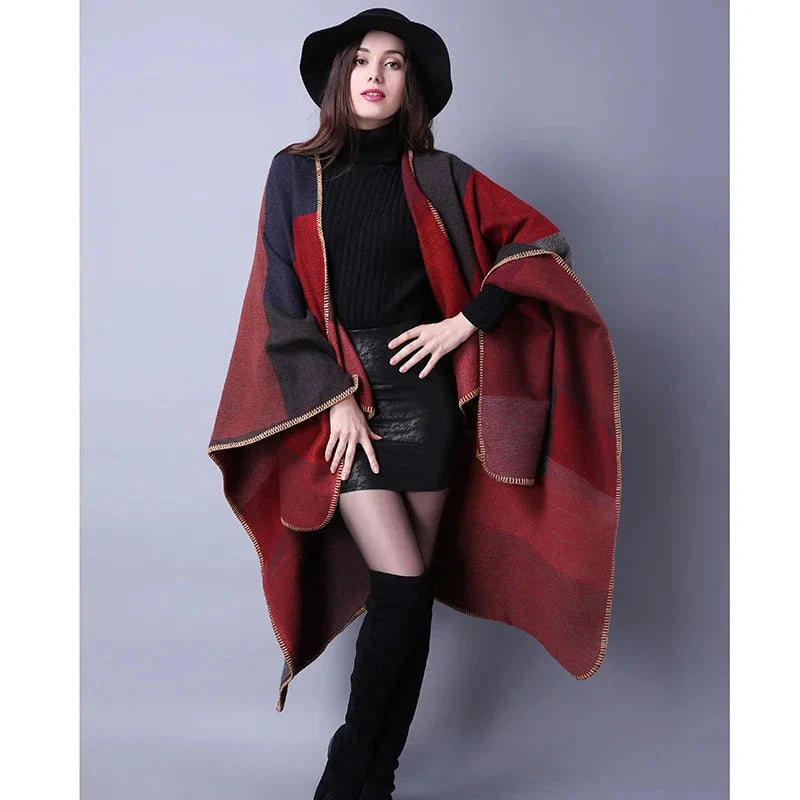 Winter Fashion Poncho Women Capes Scarf Imitation Cashmere Ladies Scarves Warm Shawls Wraps Woman Ponchos Bufanda Mujer Foulard