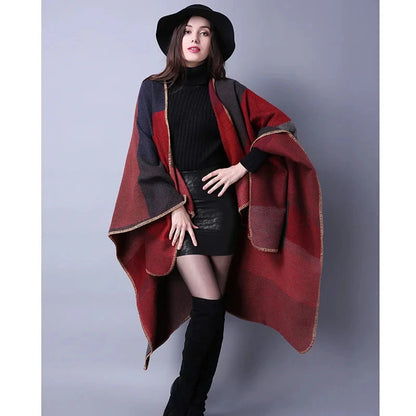 Winter Fashion Poncho Women Capes Scarf Imitation Cashmere Ladies Scarves Warm Shawls Wraps Woman Ponchos Bufanda Mujer Foulard