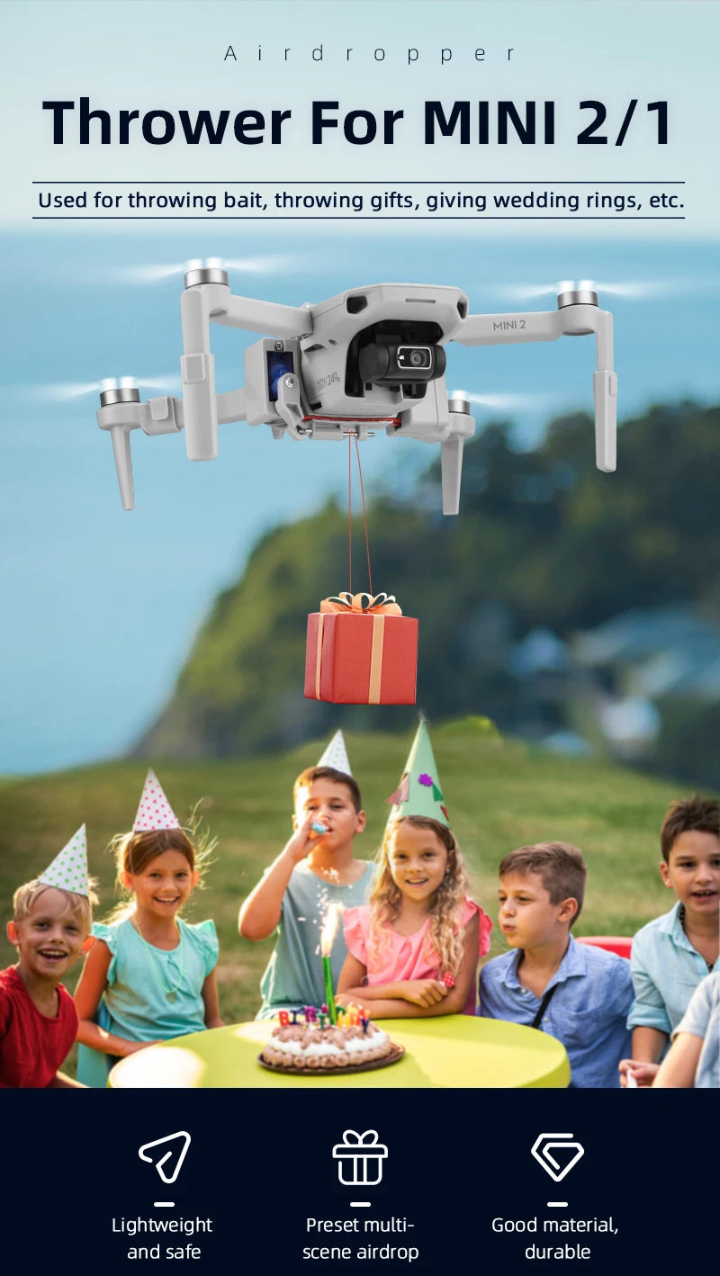 Airdrop System for DJI Mavic 3/2 Pro Zoom AIR 2 Mini 2/Mini 3 Drone Fishing Bait Wedding Ring Gift Deliver Life Rescue Thrower