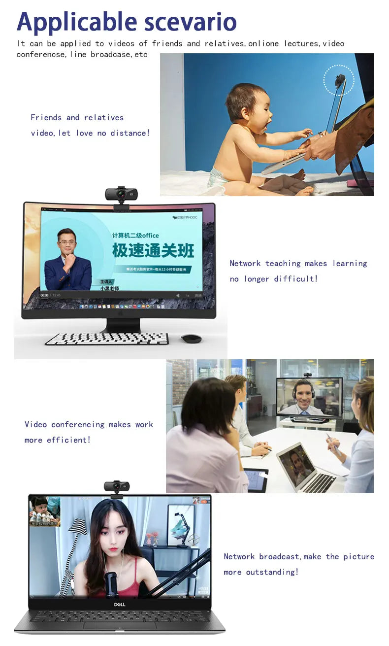 Webcam 2K Full HD 1080P Web Camera Autofocus With Microphone USB Web Cam For PC Computer Mac Laptop Desktop YouTube Webcamera