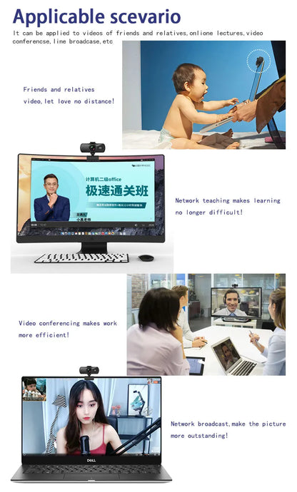Webcam 2K Full HD 1080P Web Camera Autofocus With Microphone USB Web Cam For PC Computer Mac Laptop Desktop YouTube Webcamera