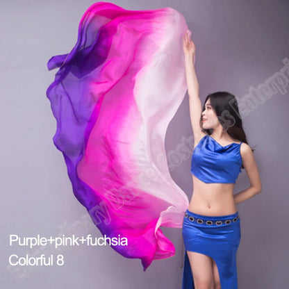 Silk Shawl For Belly Dancing Shawls Belly Dance Silk Veil Scarves Face Customized Hand Thrown Scarf Gradient 200cm 250cm 270cm