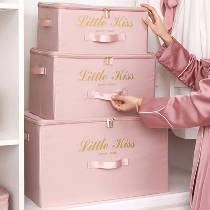 Foldable Storage Box Clothing Quilt Organizer Fabric Caja Organizadora Clothes Container Closet Home Organizer Large Capacity - AMULET RING STORE