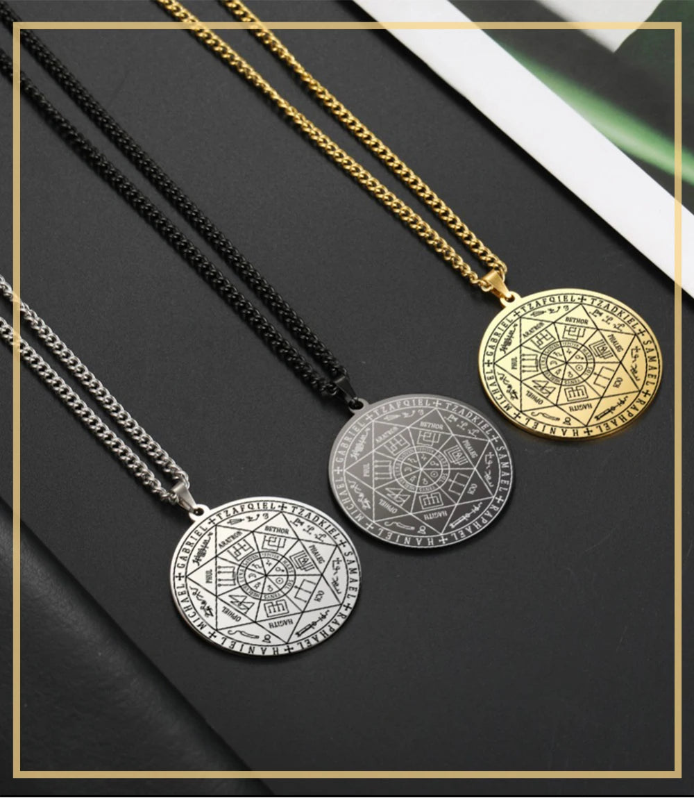 Skyrim Seal of Solomon Seven Archangel Necklace Men Women