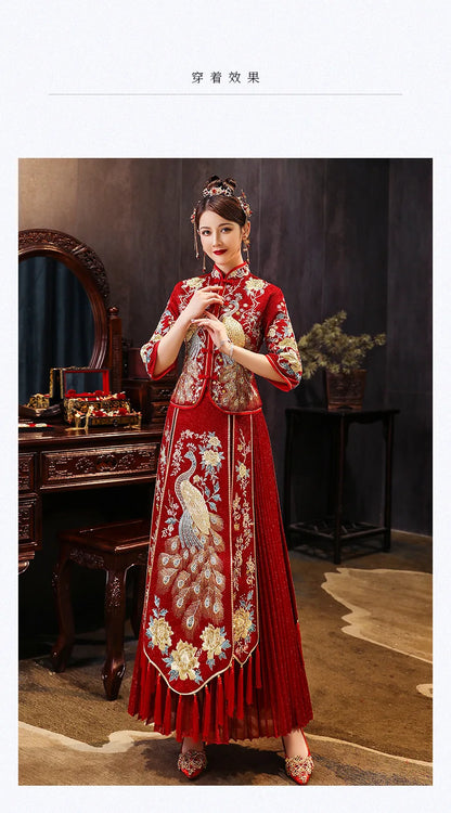 Traditional Chinese Wedding Dress Oriental Style Dresses China Clothing Size 6XL 2020 Modern Cheongsam Red Qipao Long