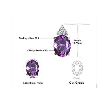 JewelryPalace Oval Purple Created Alexandrite Sapphire 925 Sterling Silver Pendant Necklace Gemstone Statement Necklace No Chain