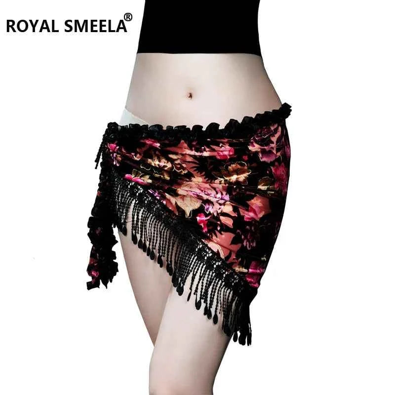 Printed belly dancing hip scarves tassel belly dance hip scarf skirt Flannel dance Triangle scarf dance costume practice clothes