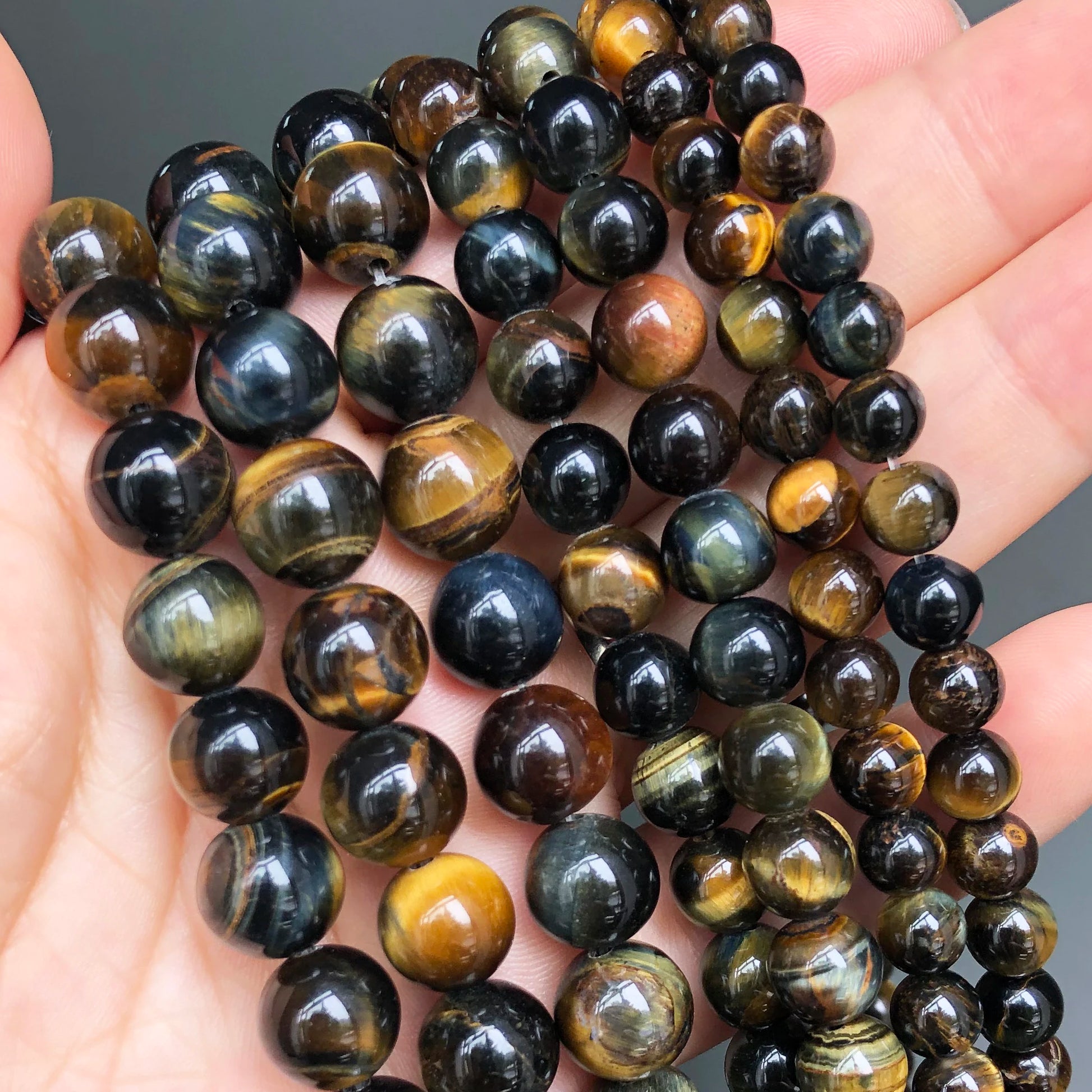 Natural Stone Multicolor Tiger Eye Round Loose Beads For Jewelry Making 4 6 8 10 12 14mm DIY Bracelet Accessories 15'' Strands - AMULET RING STORE