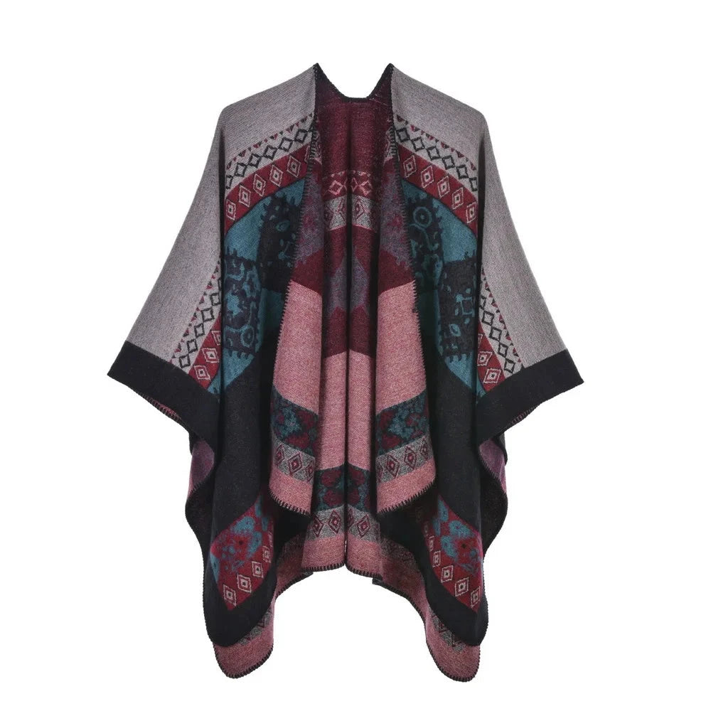 Winter Fashion Poncho Women Capes Scarf Imitation Cashmere Ladies Scarves Warm Shawls Wraps Woman Ponchos Bufanda Mujer Foulard
