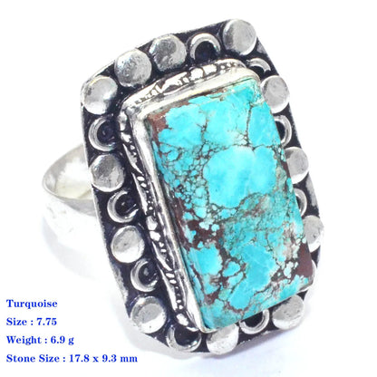 Genuine Turquoise Labradorite Moonstone Owyhee Opal Amazonite Ruby Zoisite  Ring