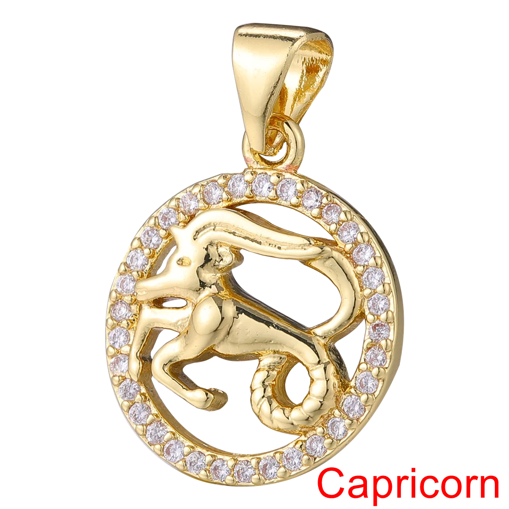 Juya DIY Imitation Pearl Shell 18K Gold Plated 12 Zodiac Charms For Handmade Fashion Birthstone Season Pendants Jewelry Making