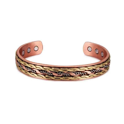 Vinterly Cross Copper Bracelets Gold-color Rose Twisted Magnetic Women Adjustable Open Cuff Bangles Resizable Jewelry Magnets