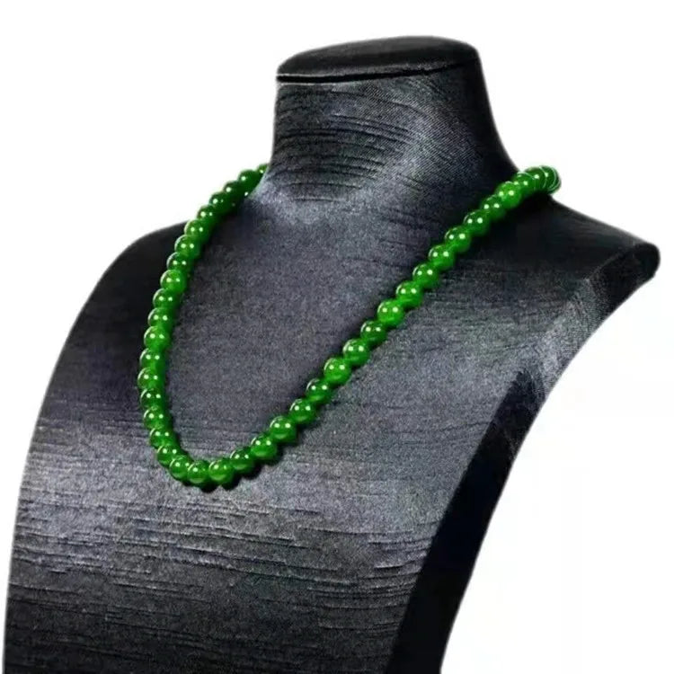 Genuine Natural Green Jade Beaded Necklace Women Fashion Charms Jewellery Real Chinese Jades Stone Accessories Fine Jewelry
