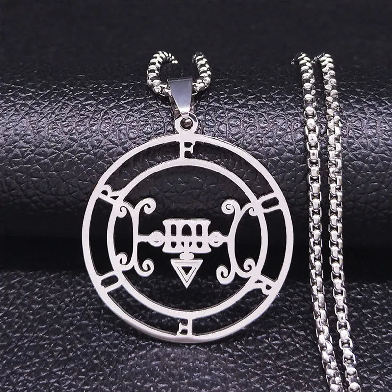 Sigeal Sigil De Lucifer Stainless Steel Satan Necklaces FURFUR Lazer Key Baphomet Stamp Chain Necklace Jewelry collar N3698S03