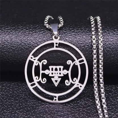 Sigeal Sigil De Lucifer Stainless Steel Satan Necklaces FURFUR Lazer Key Baphomet Stamp Chain Necklace Jewelry collar N3698S03