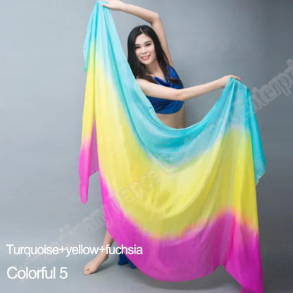 Silk Shawl For Belly Dancing Shawls Belly Dance Silk Veil Scarves Face Customized Hand Thrown Scarf Gradient 200cm 250cm 270cm