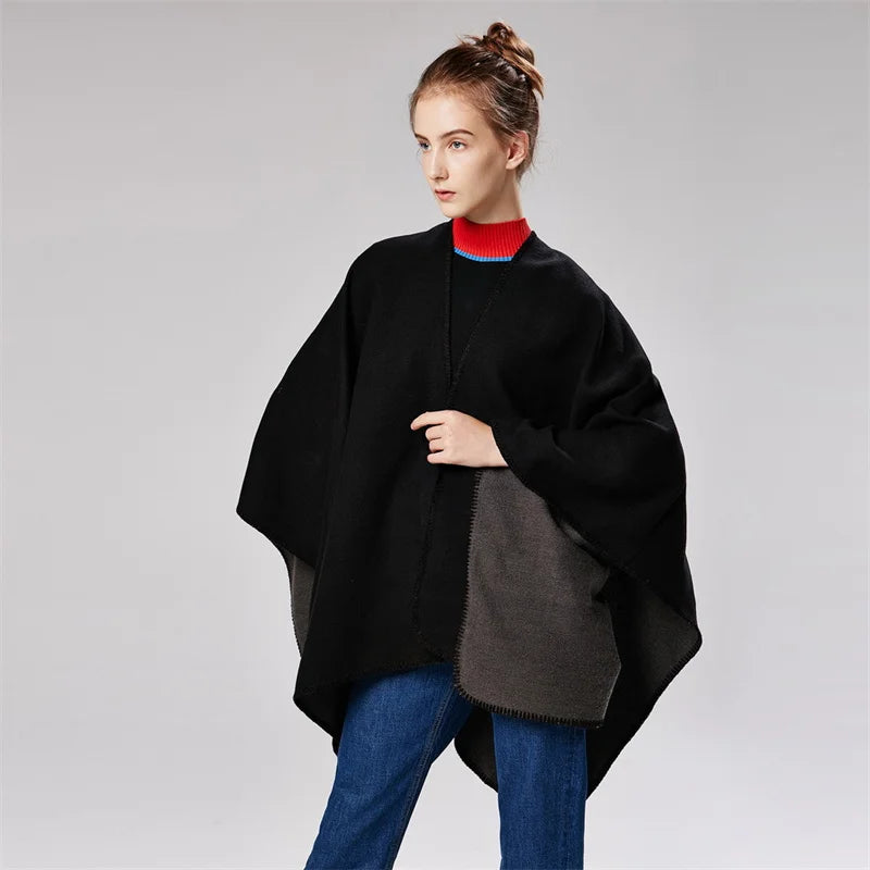 Winter Fashion Poncho Women Capes Scarf Imitation Cashmere Ladies Scarves Warm Shawls Wraps Woman Ponchos Bufanda Mujer Foulard