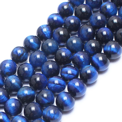 Real Natural Blue Stone Beads Turquoises Agates Amazonite Jades Tiger Eye Round Beads for DIY Couple's Bracelet Jewelry Making - AMULET RING STORE