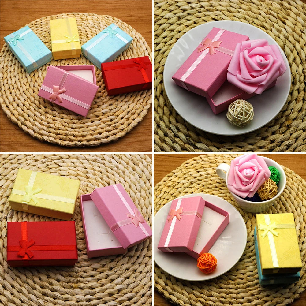 Fashion Bow Jewelry Box Bracelets Ring Earrings Necklace Pendant Storage Box Square Jewelry Display Cases Gift Packaging Box - AMULET RING STORE