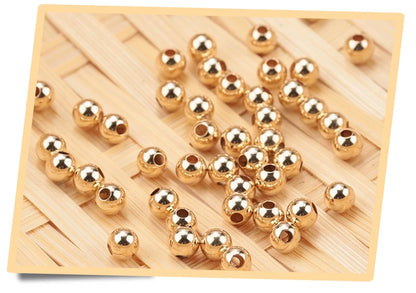 100pcs 14K Gold Filled Spacer Beads 2mm 3mm 4mm Round Loose Bead for Bracelets Necklace DIY Jewelry Making Accessories Wholesale - AMULET RING STORE