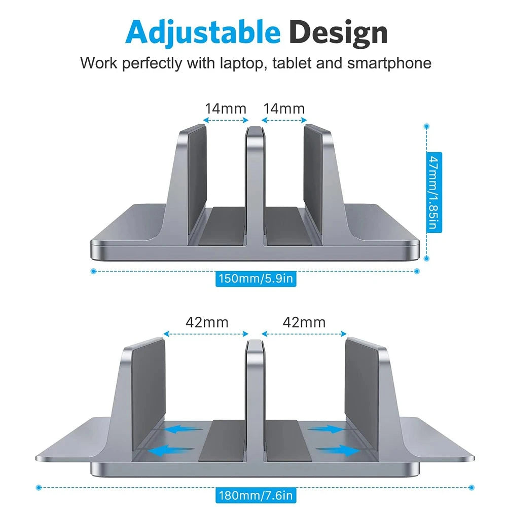 Vertical Laptop Stand Aluminium Adjustable Portable Notebook Mount Support Base Holder For MacBook Pro Air Accessory Book Holder - AMULET RING STORE