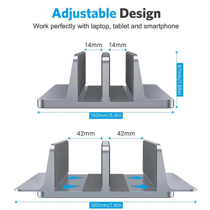 Vertical Laptop Stand Aluminium Adjustable Portable Notebook Mount Support Base Holder For MacBook Pro Air Accessory Book Holder - AMULET RING STORE