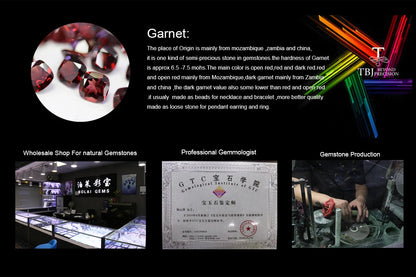 Natural Red Garnet pendant 925 Sterling silver real Gemstone necklace fine jewelry for women party birthday gift and daily wear